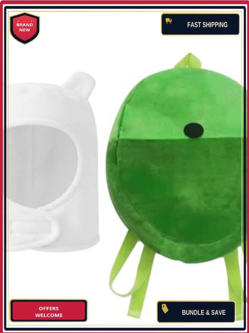 Plush Beanie Hat and Green Backpack Costume Set Anime Cosplay Accessory Kit